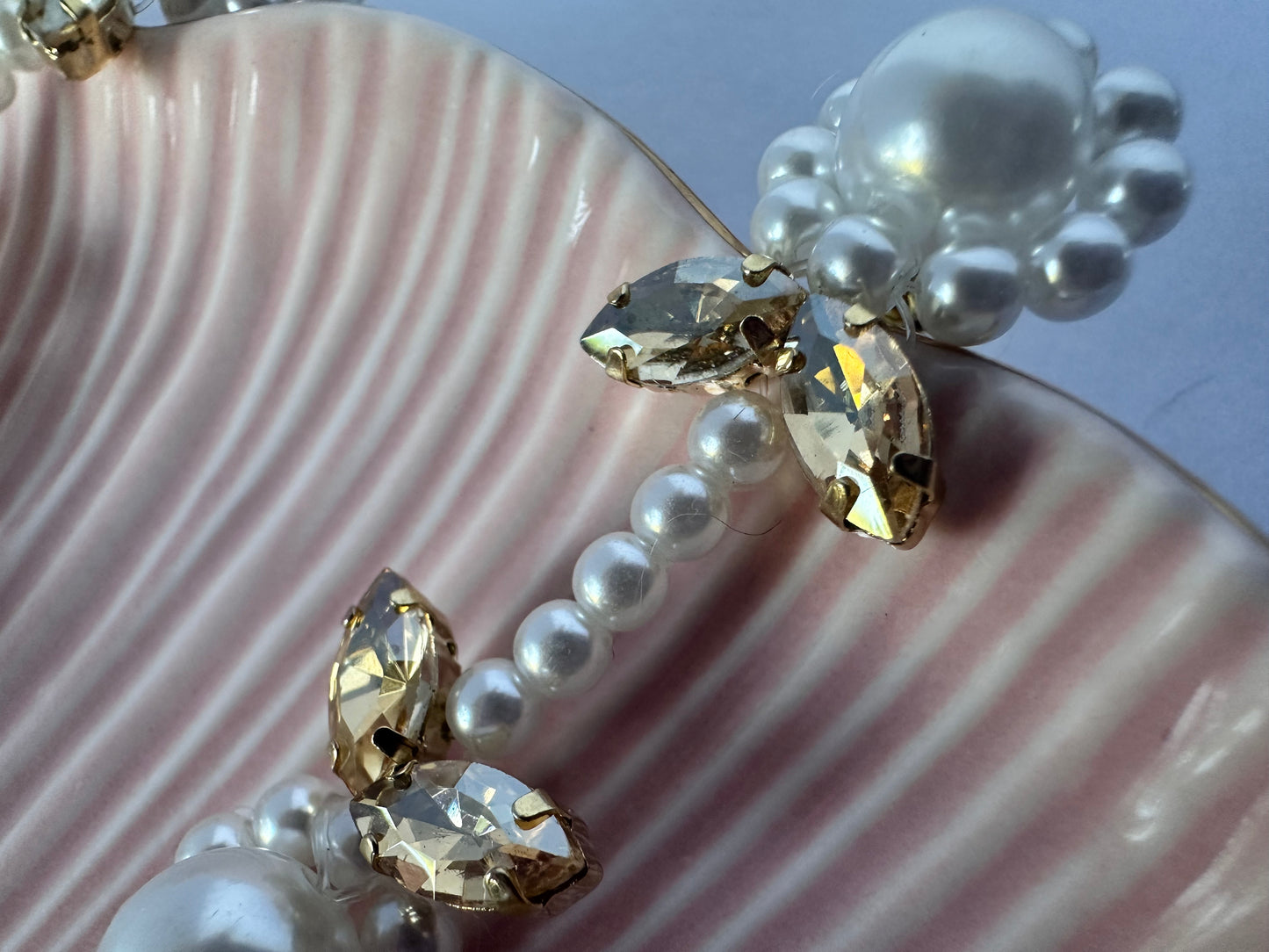 Handmade Yellow Crystal Pearl Drop Earings