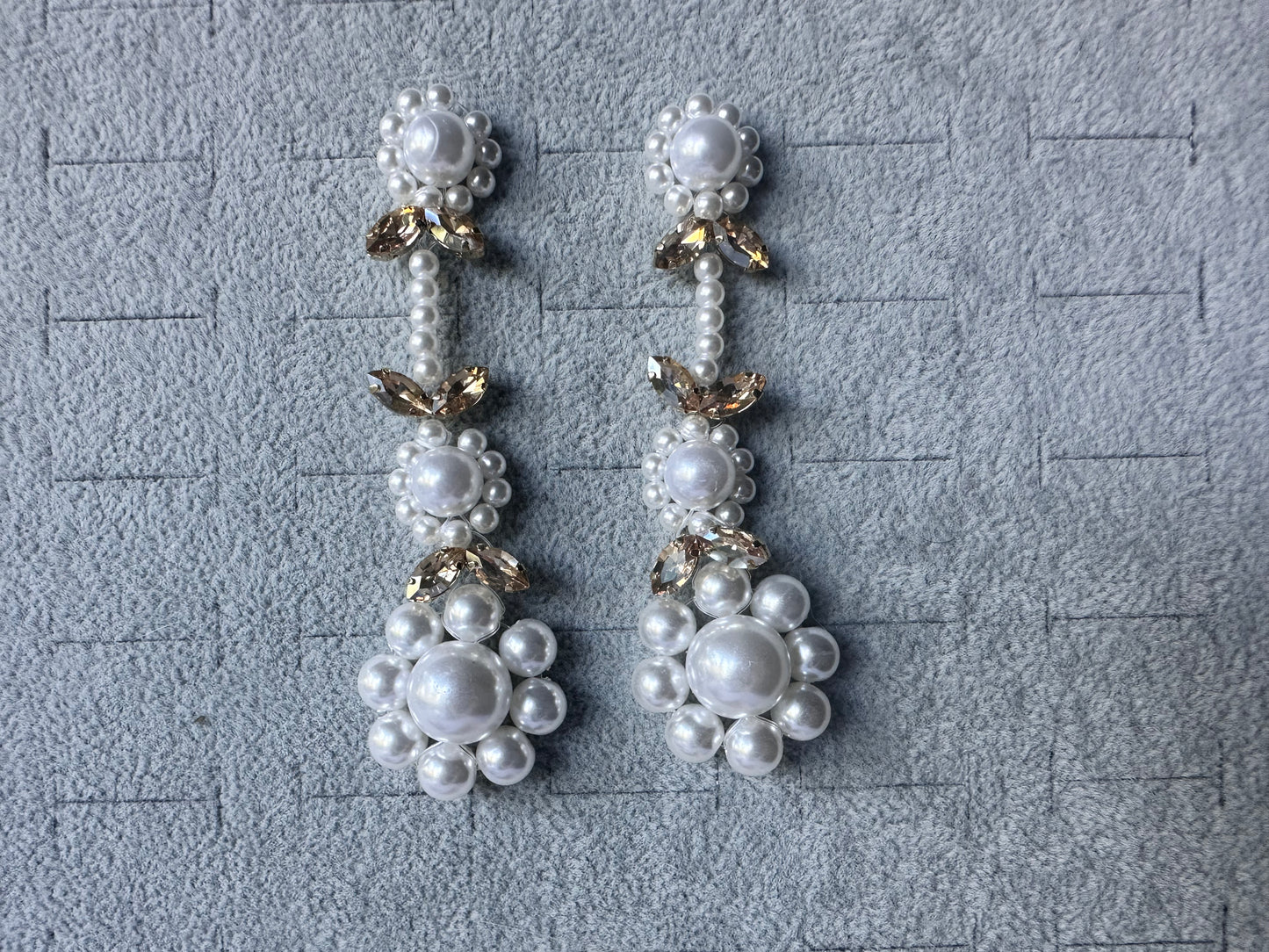 Handmade Yellow Crystal Pearl Drop Earings