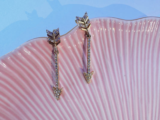 Diamante Gold Arrow Drup Earings